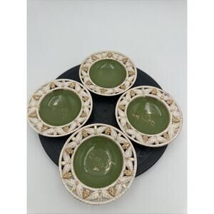 Set Of 4 Green Gold Vintage Candy Dishes Italy